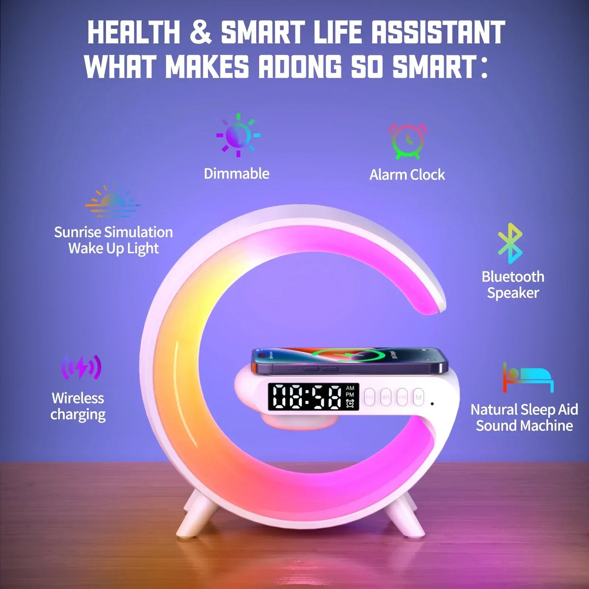 Charger Lamp with RGB light, Bluetooth speaker and wireless charger – photo 3 of 6