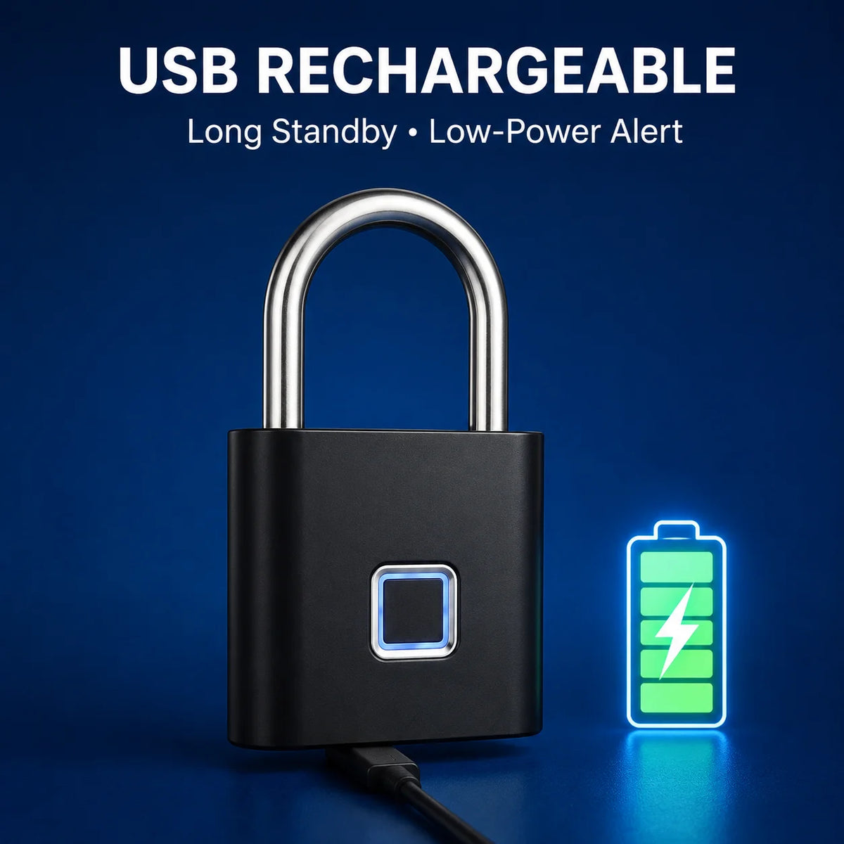 Rechargeable fingerprint padlock – photo 4 of 7